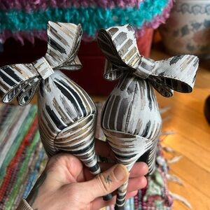 J Renee High Heel Women Slipons Dress Pump Bow Striped/Satin 8.5M